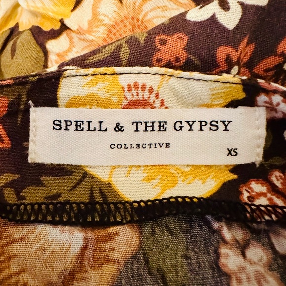 EUC Spell & the Gypsy Collective Mustard Desert Daisy Pinafore Mini Dress - Picture 11 of 13